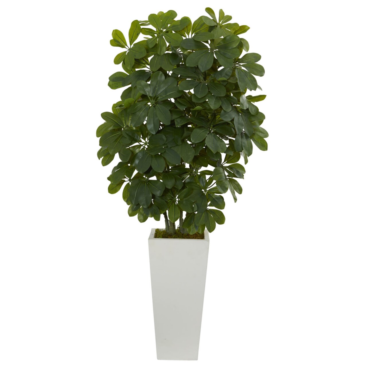 Nearly Natural 40" Schefflera Artificial Plant in White Vase (Real Touch)